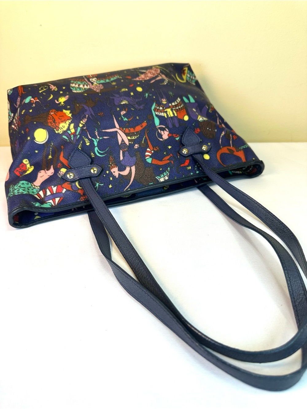 Piero Guidi Chiara Tote “Magic Circus” Coated Canvas Calfskin Straps Italy - Picture 15 of 17